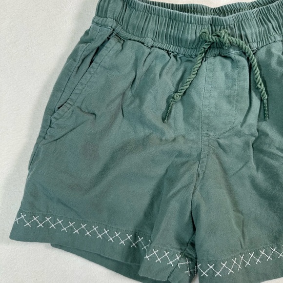Hanna Andersson Boys’ Sage Green Linen Shorts with Drawstring Size 4 - Picture 3 of 5